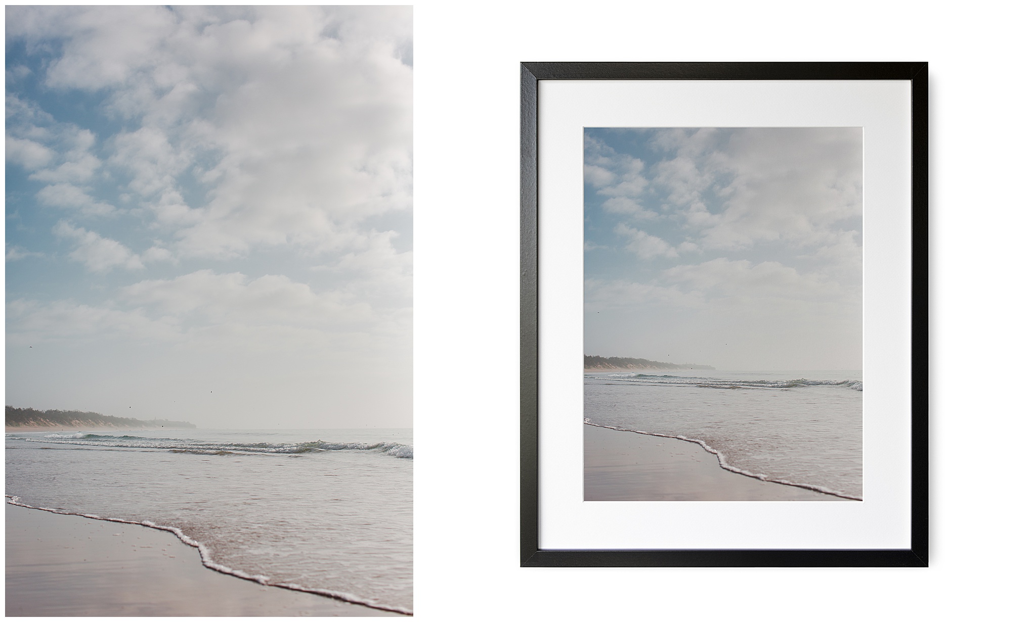 Digital art print paired with a simple black frame shown against a light neutral background.